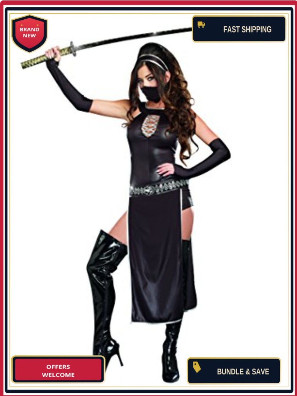 Womens Just Kickin It Costume Headband Ninja Mask